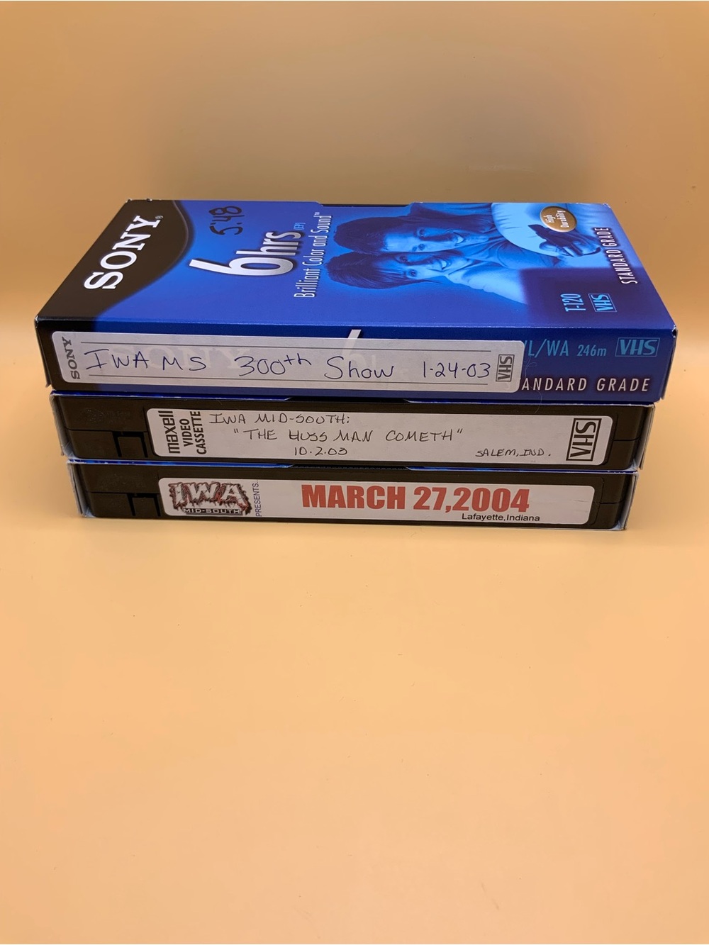 Lot Of 3 IWA Mid-South Pro Wrestling VHS Tapes (1279)
